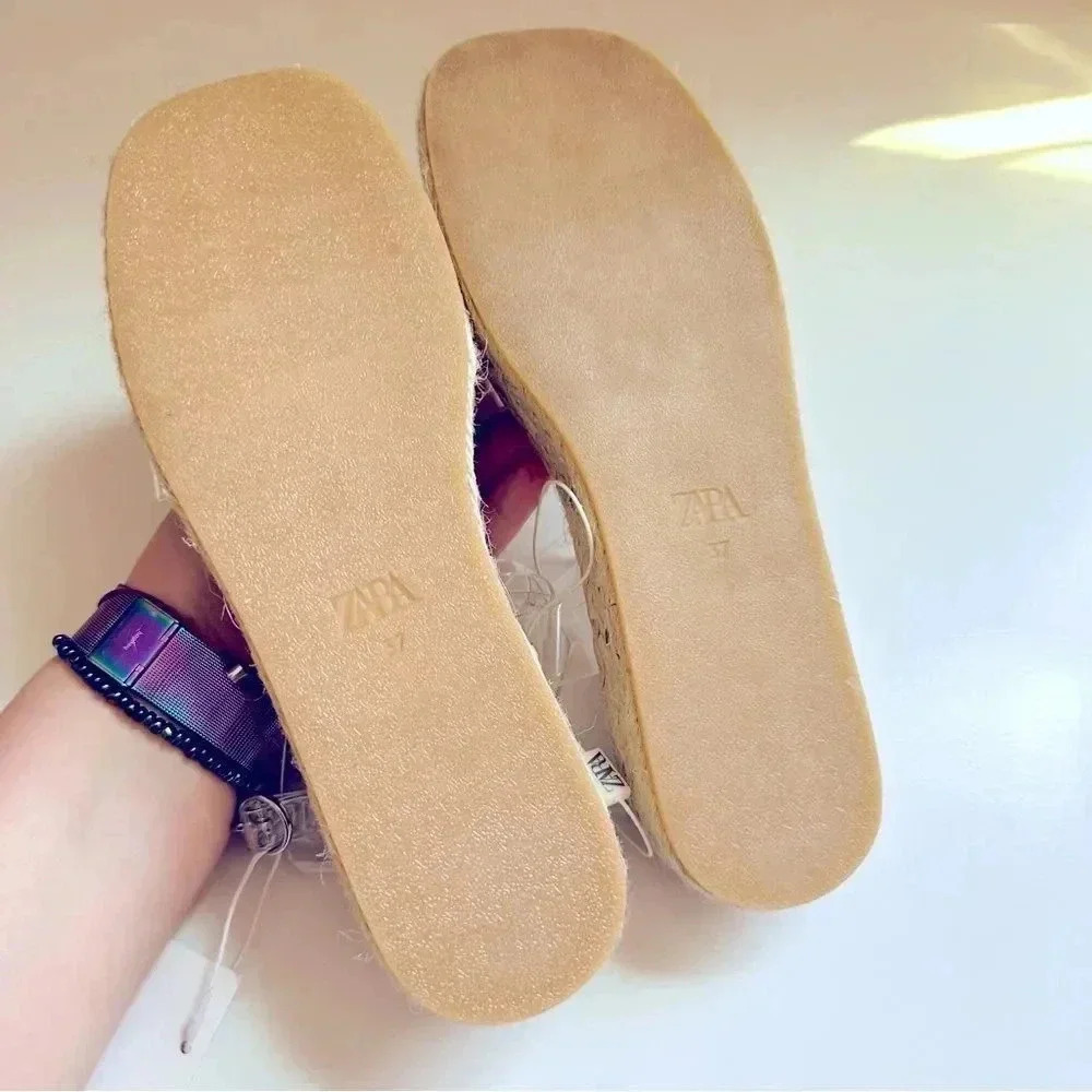NWT Zara Vinyl Espadrille Sandals - Picture 7 of 9